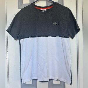Lacoste Men's Charcoal and White Short Sleeve Tee